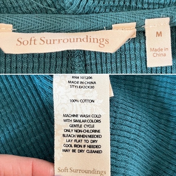 Soft Surroundings Tati Waffle Knit Cowl Neck Tunic Top Green Size M - Picture 7 of 8